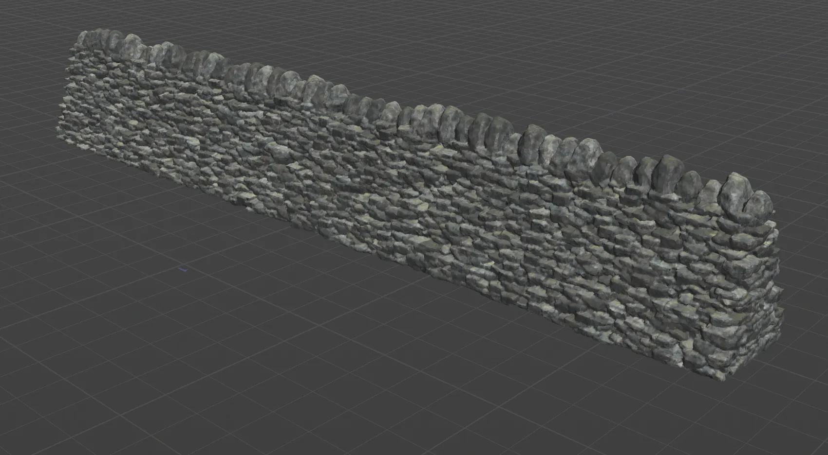 Textured procedural dry-stone wall module in a Houdini viewport.